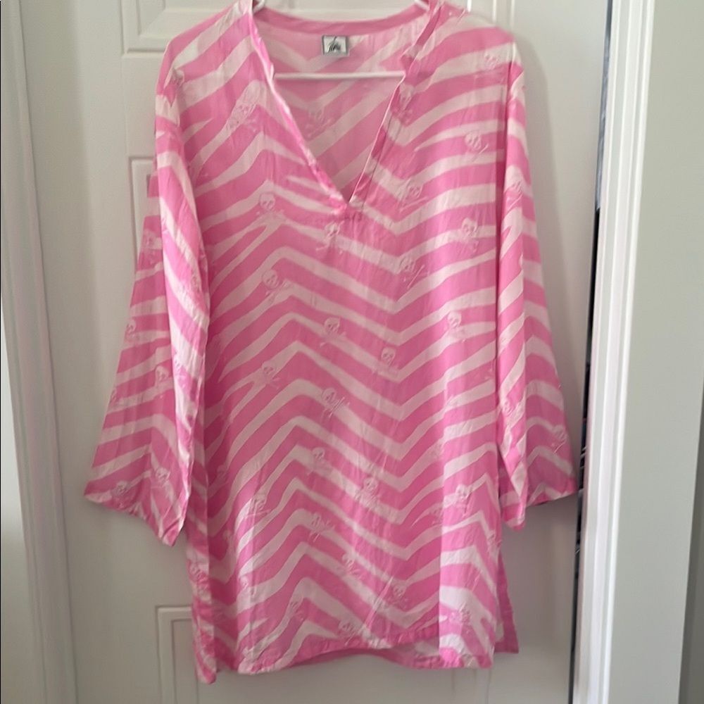 Whimsical Pink Chevron and Skulls Cover Up